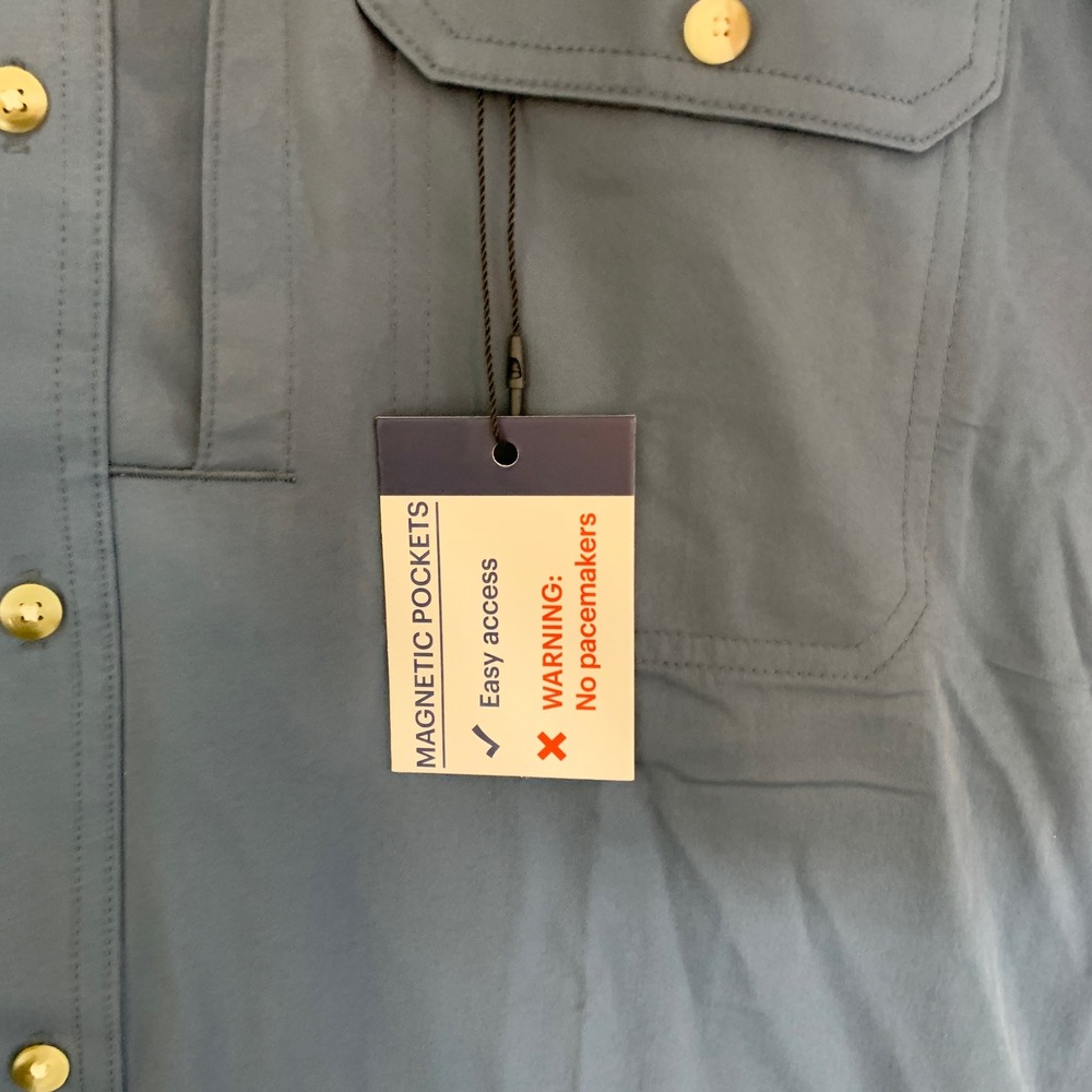 Poncho Shirt Mens XL Blue Grey NEW Fishing Magnetic Pockets Short Sleeve Vented - Picture 6 of 8